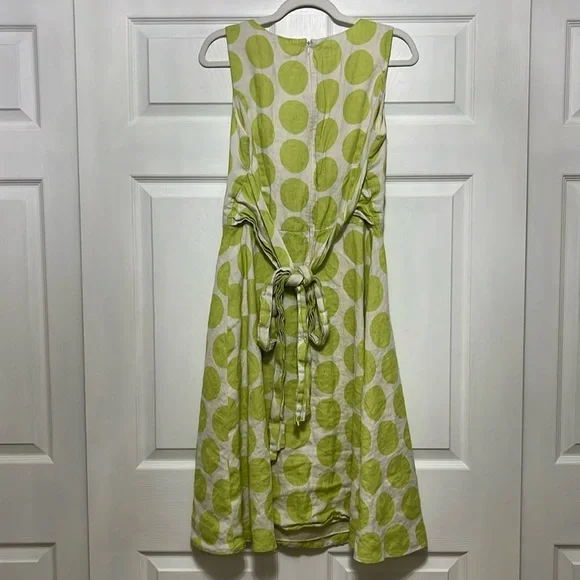 Talbots Vintage Stylish Green Polka Dot Linen Sun Dress Size 10 - Picture 4 of 9